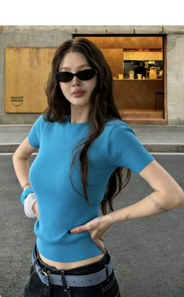 Mt Commuter Capsule Wardrobe Summer Minimalist Off-Shoulder Short Sleeve Knit Top Elegant Petite Women's Sweater 4