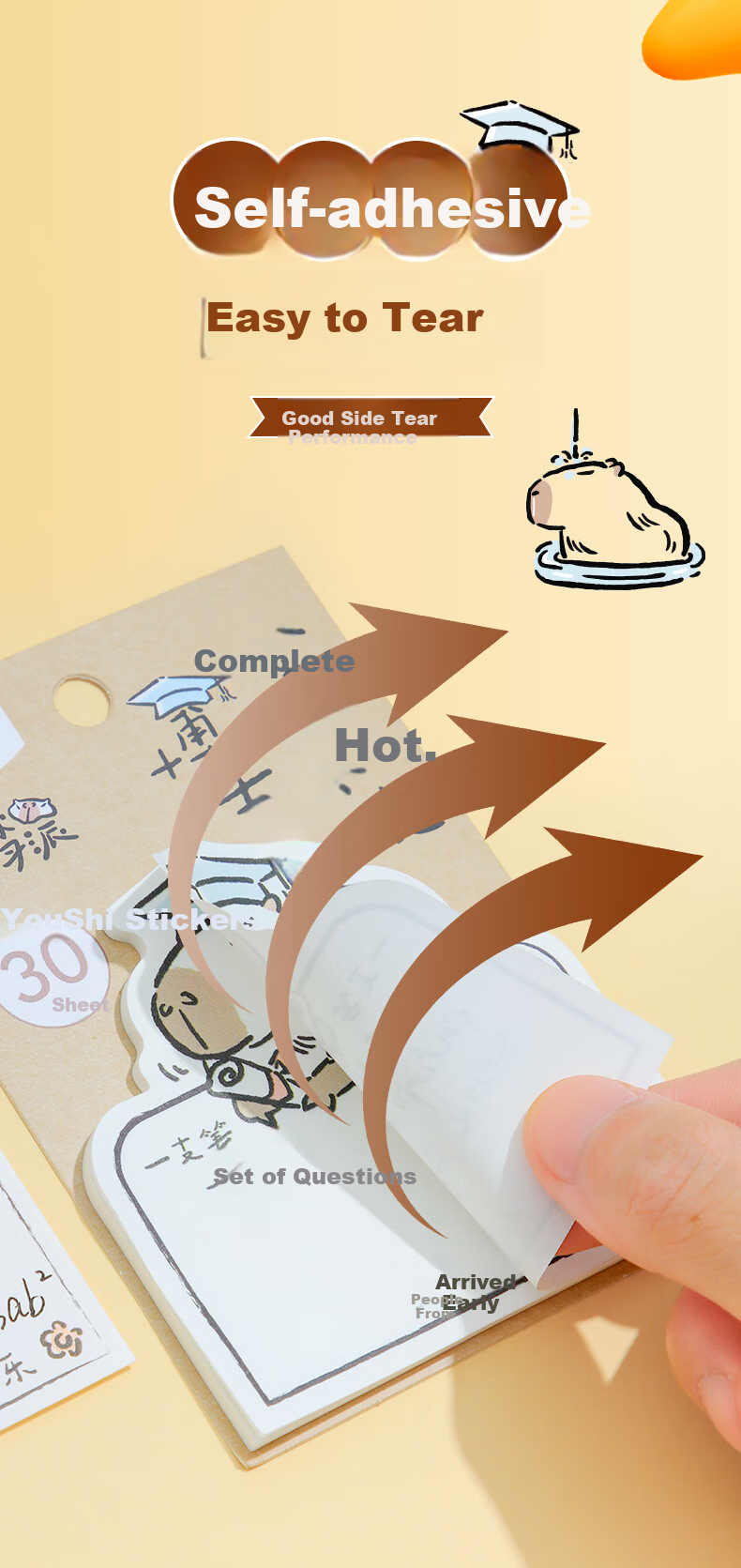 MASMARCU Morning Light Stationery Alice Sticky Notes 30 Sheets Adhesive Memo Pads Cartoon Student Note Stickers 1 Random Notebook YS0296 Exam Essential 8