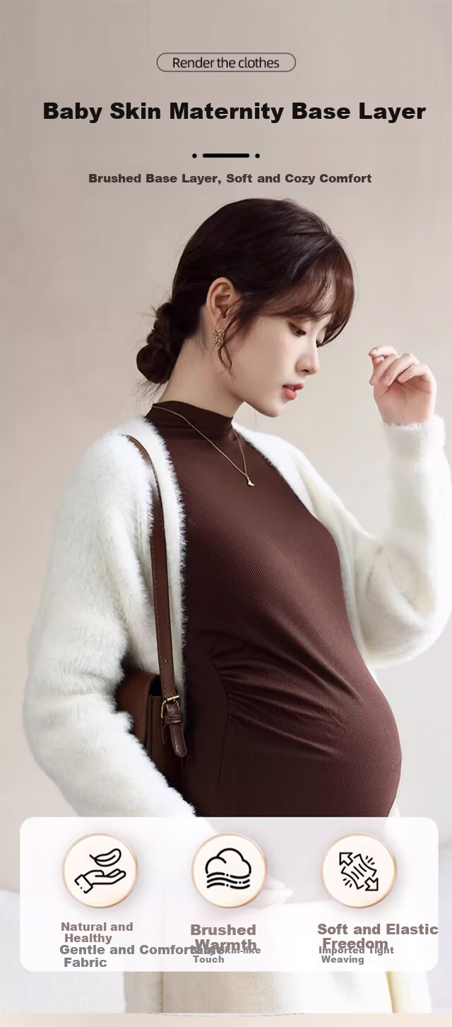 Xueqiman Maternity Base Shirt Women's Spring Half Turtleneck Antibacterial Casual Comfortable Long Sleeve Pregnancy Top 1