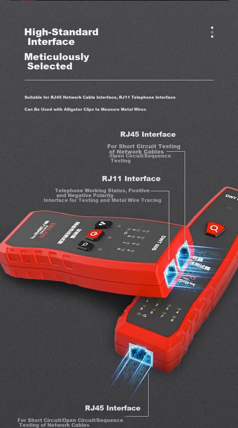 DELIXI ELECTRIC Network Cable Tester Multifunctional Network Telephone Line Tracker Live Wire Locator 11