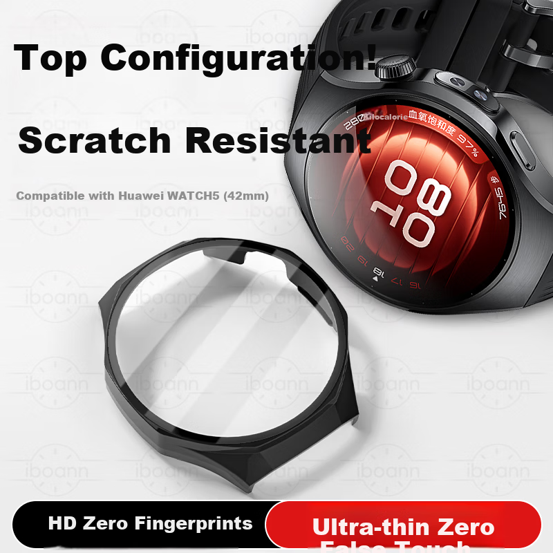 Iboann Huawei Watch 5 42MM Protective Case Shockproof Waterproof Cover Moonlight Black Accessories