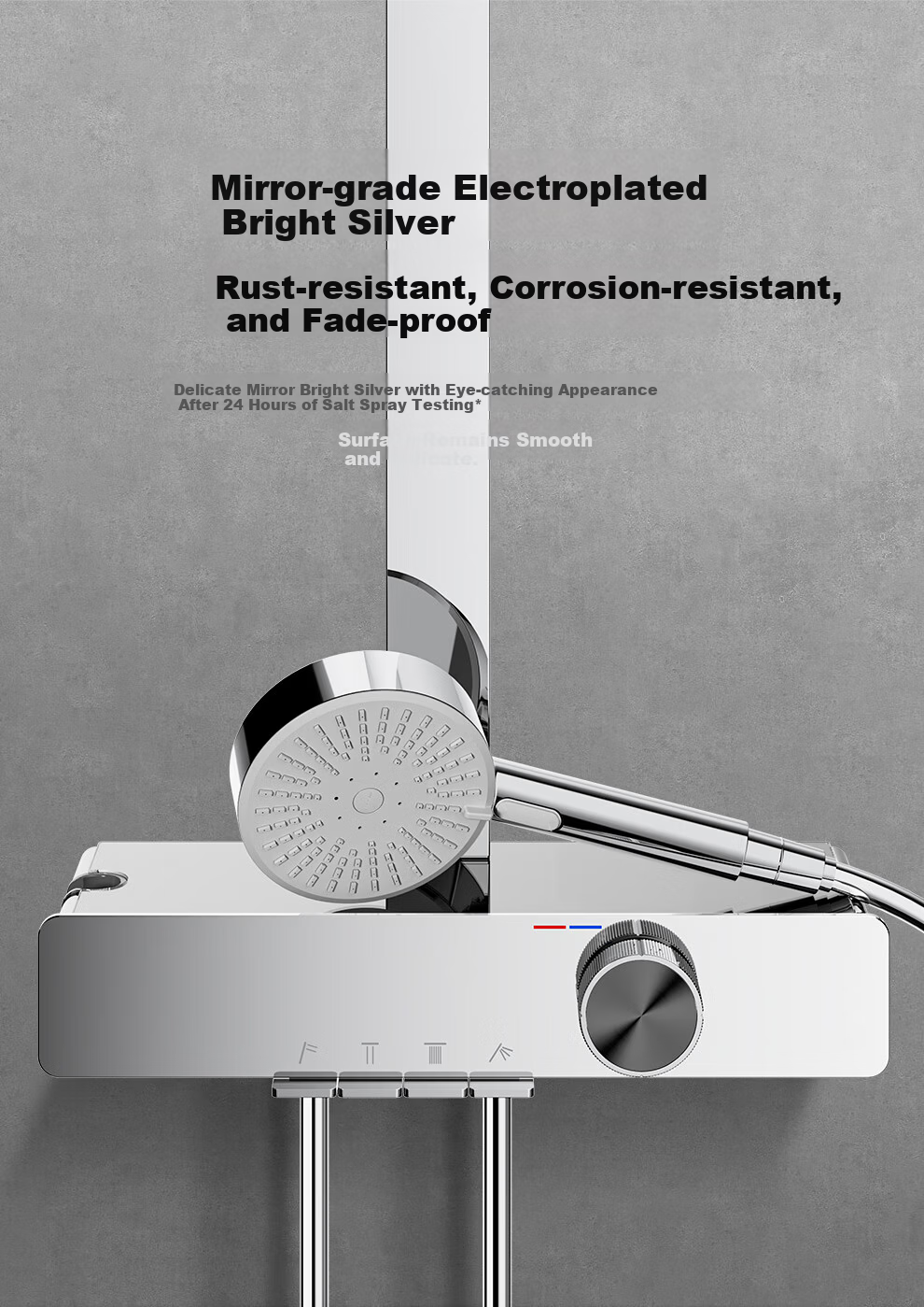 ARROW K530 Shower Set with Large Top Spray, Pressurized Multifunctional Piano Key Digital Display Handheld Shower AE34216MZCP-P 4