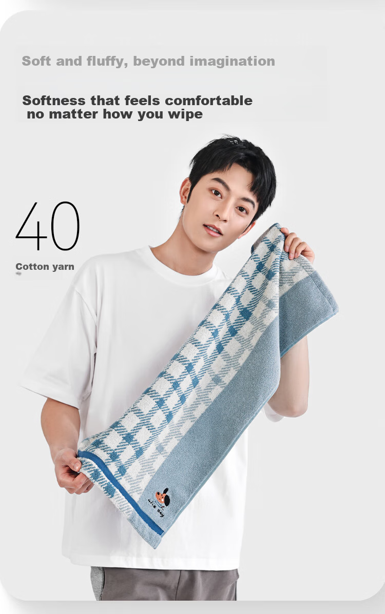 Sanli Pure Cotton Class A Towel Home Face Wash Cartoon Embroidery Bath Towel Soft Absorbent Blue Sports 5