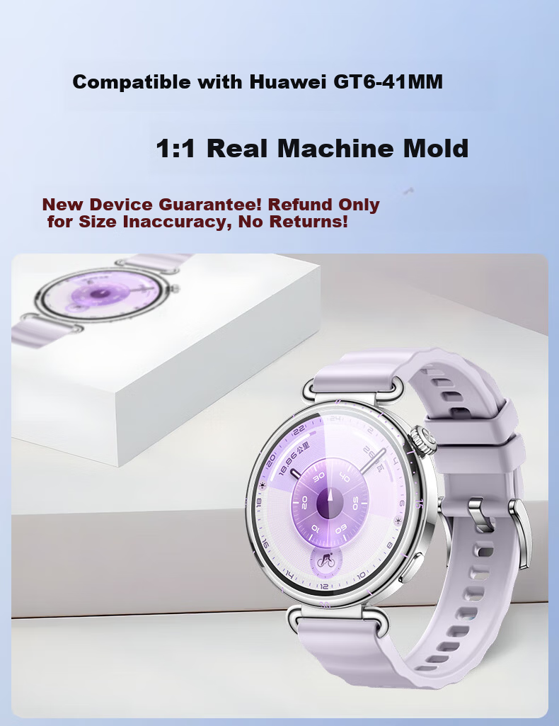 Langling [2-Pack Instant Stick] Huawei Watch GT6 Screen Protector Tempered Glass Full Coverage HD Anti-Scratch Anti-Fingerprint 41MM 1