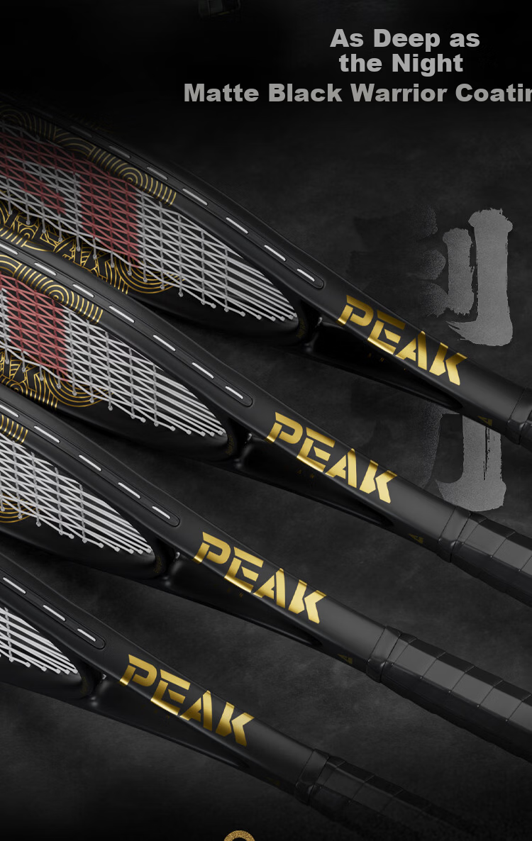 Peak Tennis Racket Full Carbon Beginner Training Rebound Ball Competition Elastic Blade Black Gold 3