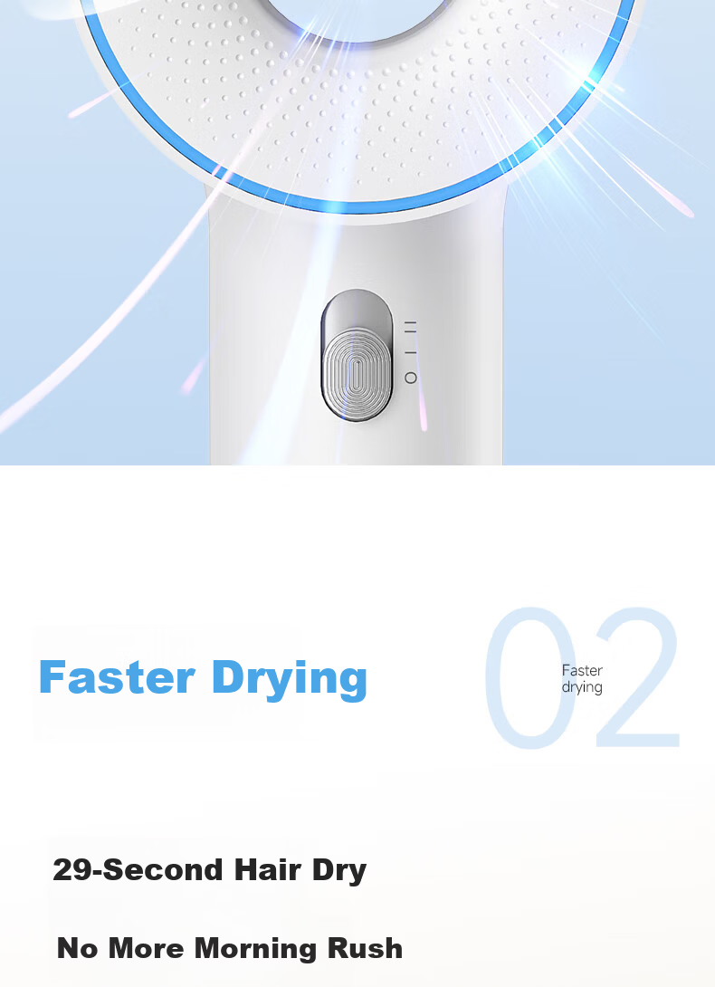 AUX 500W Low Power High-Speed Hair Dryer with Negative Ion Hair Care for Student Dormitory, Hollow Bladeless Design, Under 800W Low Power Hair Dryer for College Students 9