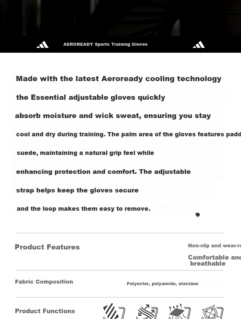 Adidas Fitness Gloves Unisex Sports Cycling Half Finger Training Pull-Up Weightlifting Anti-Slip Climbing Gloves 2