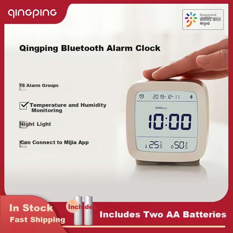 Qingping Bluetooth Smart Alarm Clock Temperature and Humidity Monitor Clock Alarm Clock JD Self-operated Student Alarm Clock Smart Alarm Clock Beige Back to School Season