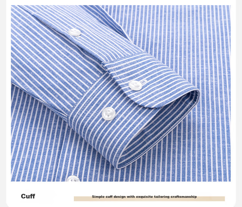 FIRS Men's Long Sleeve Business Casual Striped Shirt with Linen and Lyocell, Gray, Size 40 11