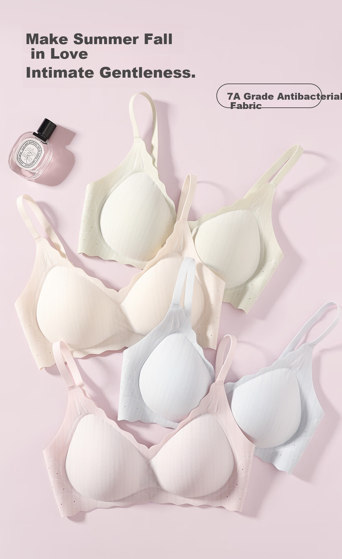 Ordifen Grade 7 Antibacterial Underwear Black Technology W-Shaped Soft Support Push-Up Side Breast Gathering Skin-Friendly Breathable Lace Sweet Bra 2