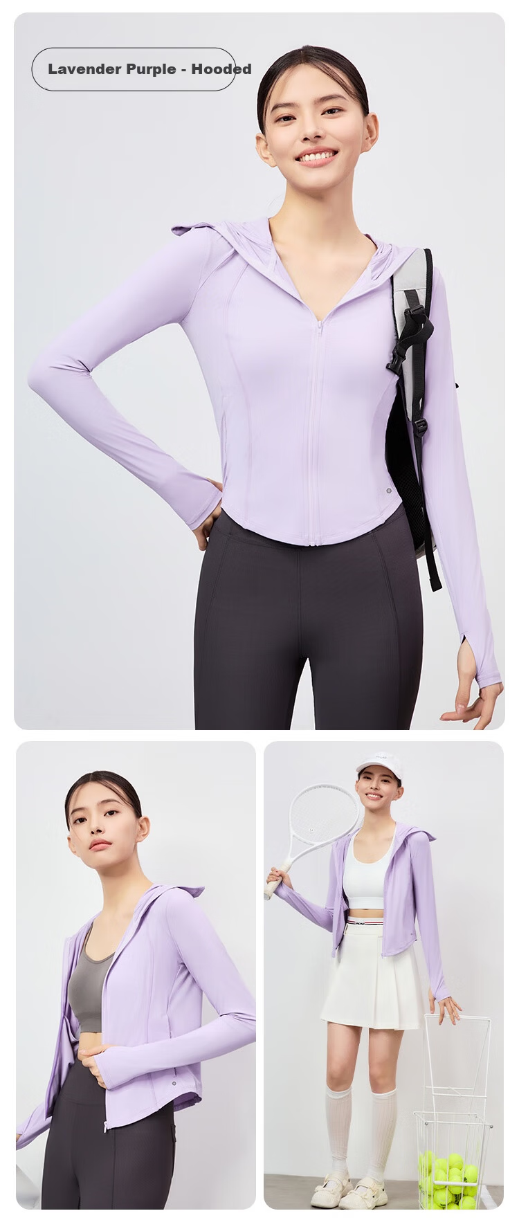 JD Original UPF800+ Women's Knitted Cooling Sun Protection Jacket, Sports Outerwear for Summer, Gray with Hood, Size M 13