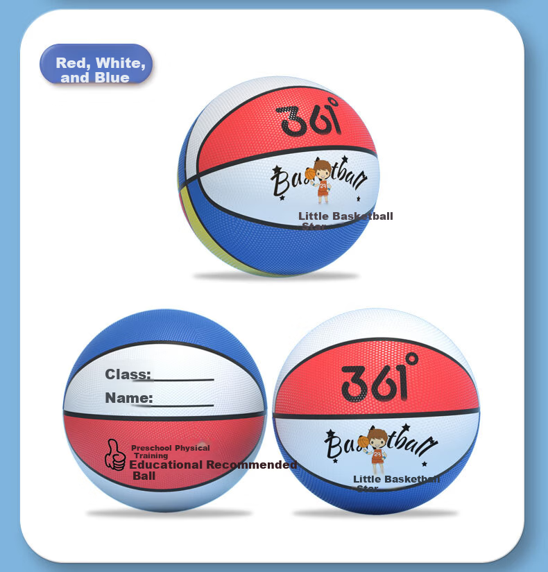 361° Children's Toy Basketball Size 5 for Kindergarten and Primary School, 3-6 Years Old Baby Soft Ball with Writable Name and Class Label 9