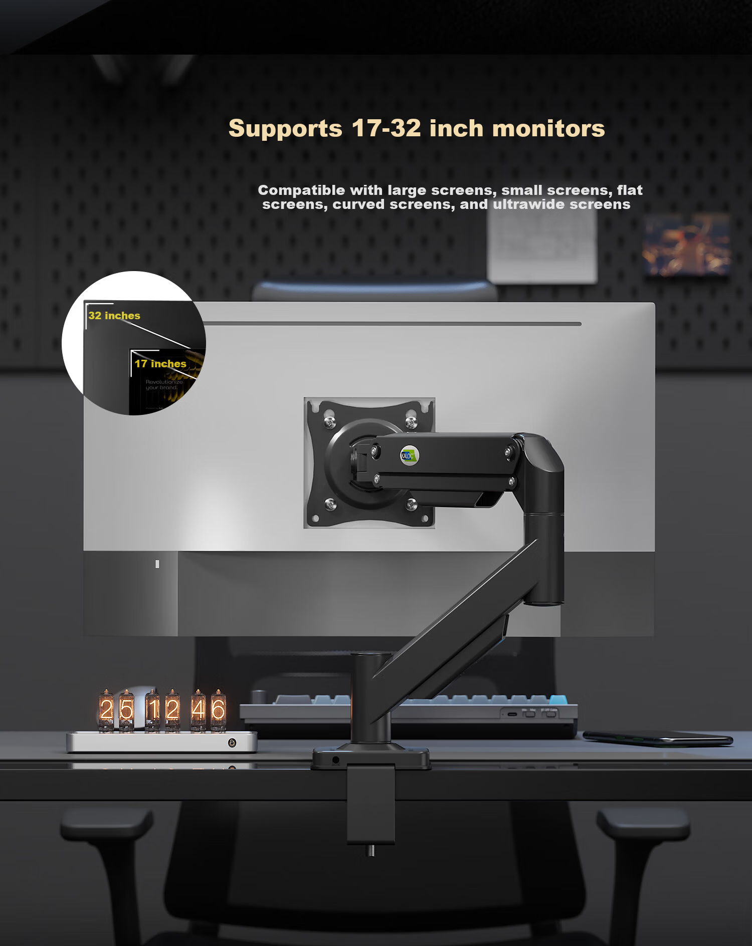 KALOC Monitor Arm, Dual Monitor Stand, Mechanical Arm Display Bracket, Computer Stand, Monitor Suspension Arm, Screen Support DS200-2 3
