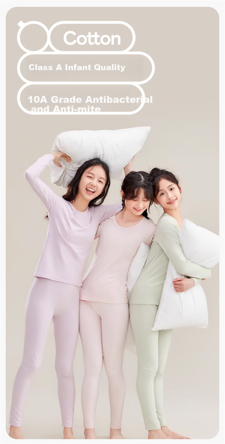 Hodo Girls' Children's Thermal Underwear Set Autumn Long Johns Cotton Sweater for Middle and High School Students 1