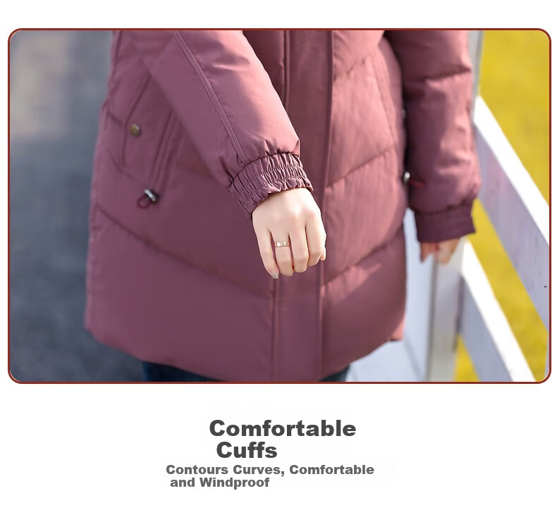 QIUFULUO Women's Winter Warm Down Cotton Jacket for Middle-aged and Elderly Women 50-60 Years Old, Premium Elegant Red Coat 28
