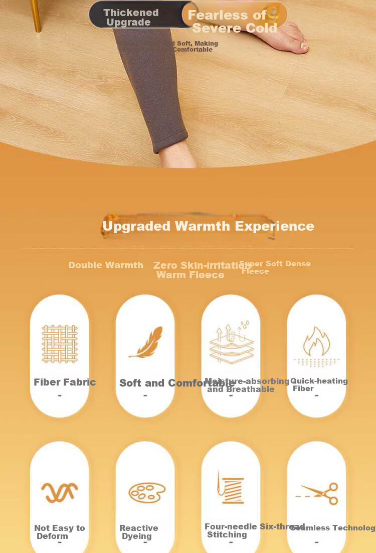 JEEP New Year Gift Men's Warm Fleece-Lined Thickened Autumn Winter Knee-Protective Large Size Slim Fit Thermal Cotton Pants 2
