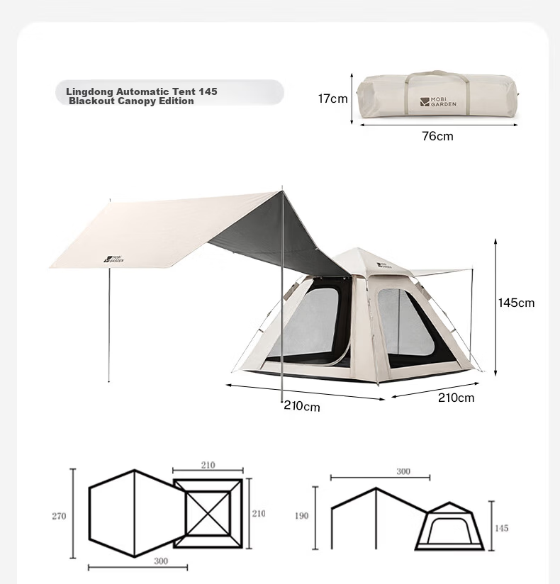 MOBIGARDEN Zero Motion Automatic Tent 155 Black Coating Edition Outdoor Camping Quick-Open Sunshade Tent NX25661030 Elegant Gray 19