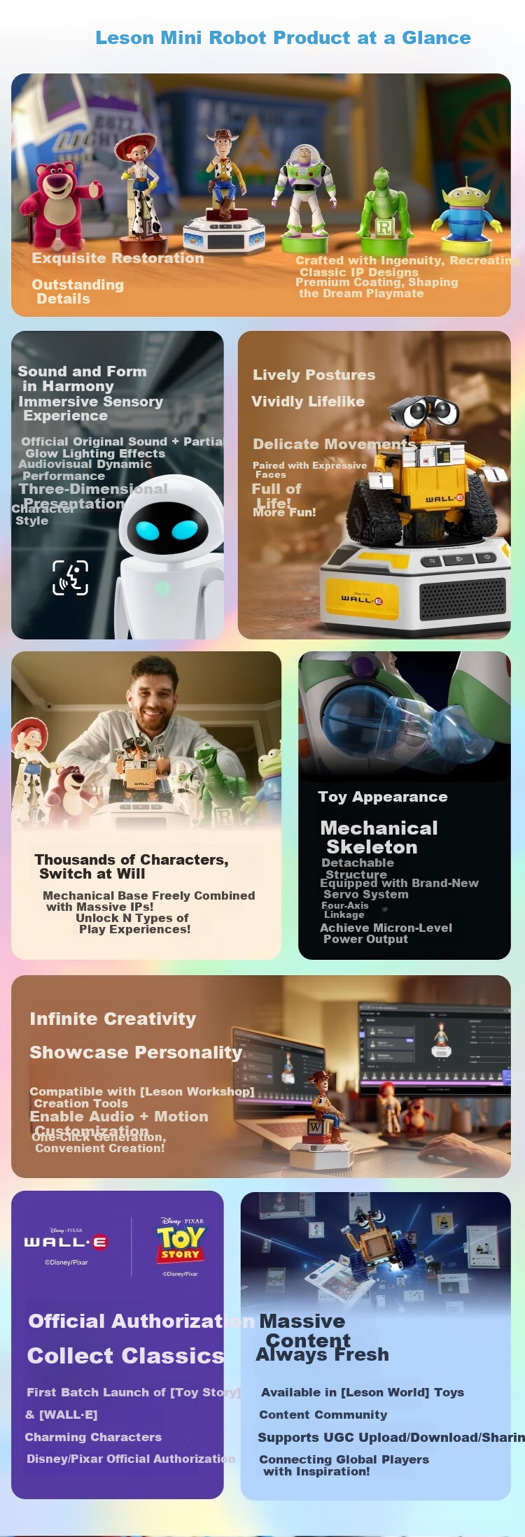 Leson Mini Series Smart Robot Strawberry Bear Set Toy Disney Pixar Toy Story Official Children's Gift Companion Robot Smart Trendy Toy 3