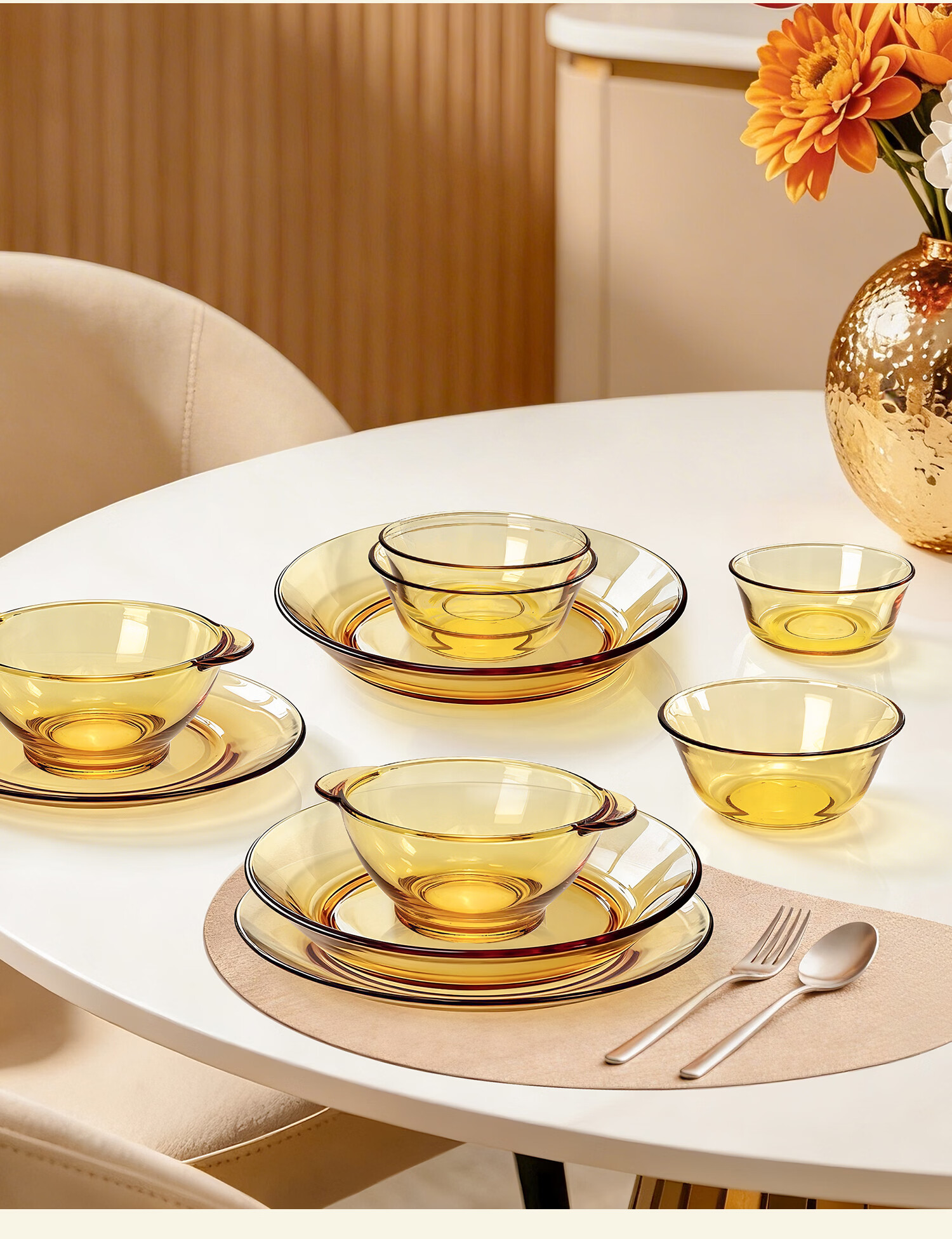 Green Apple Heat-Resistant Crystal Clear Tempered Glass Tableware Set High Borosilicate Microwave-Safe Glass Bowls 2-Piece Set 13