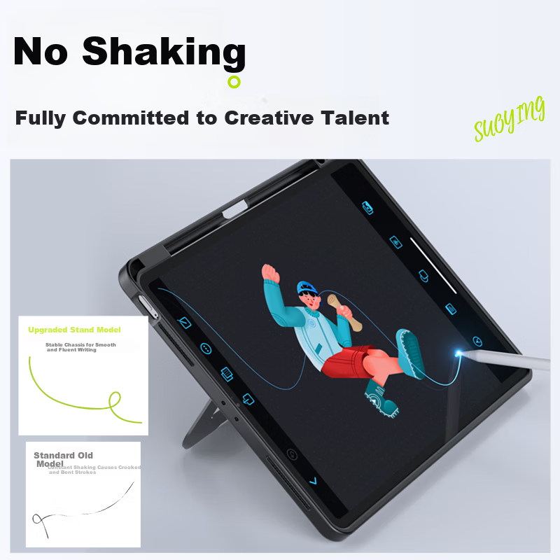 Suying [Million Hot Sales] iPad 12/11/10 Case for 2026/25/22 Models, 11-Inch Protective Cover with Pen Slot and Airbag Stand for Apple Tablet