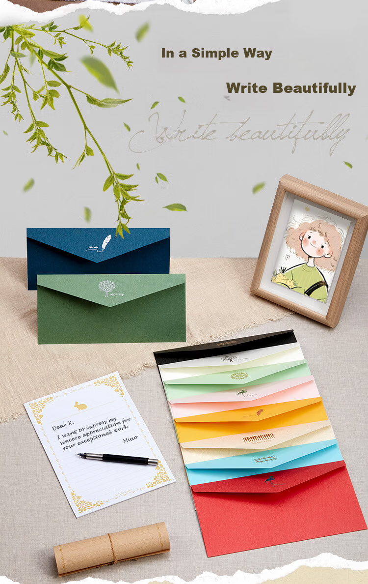 Kingdee Letter Paper And Envelope Set, Birthday Greeting Cards, New Year Cards, Creative Cards for Anniversaries, Vintage-Style Love Letters, Retro Stationery for Wedding Invitations 1