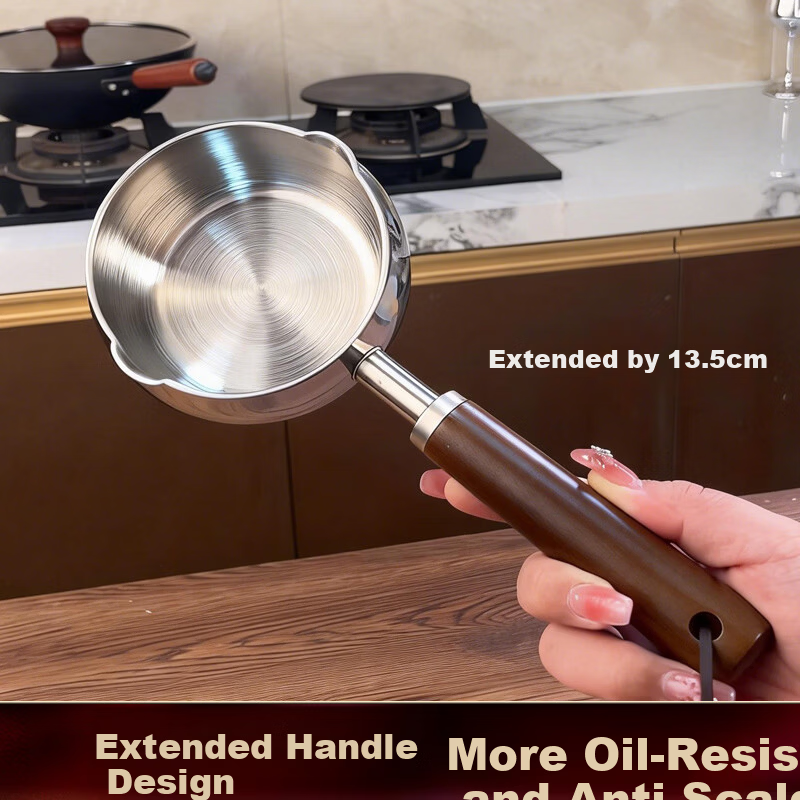 SSN Thickened 304 Stainless Steel Oil Pouring Pot for Heating Oil, 10cm 6