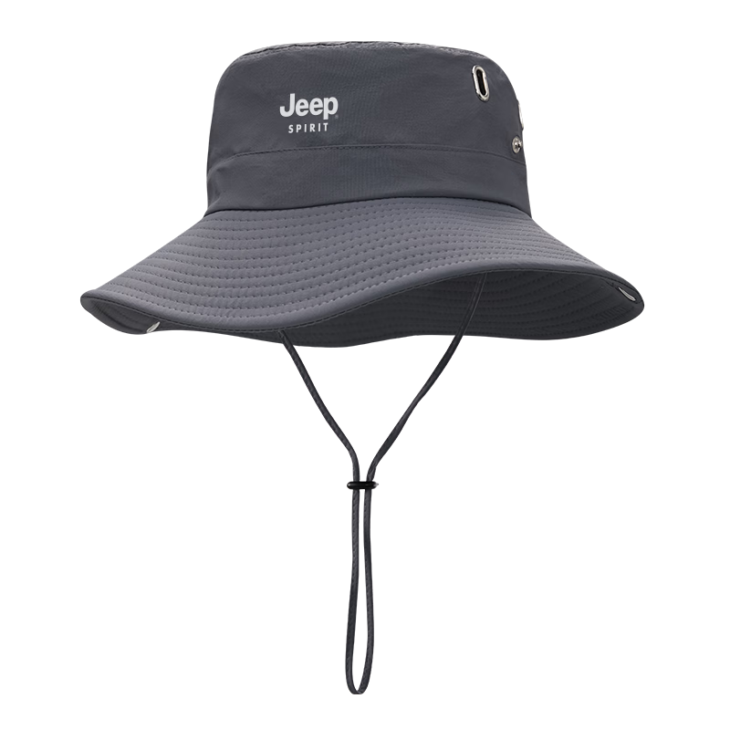 JEEP SPIRIT Men's Fisherman Hat Sunshade Cap 2026 Summer New Fishing Mountaineering Sun Protection Hat YF2287 Gray