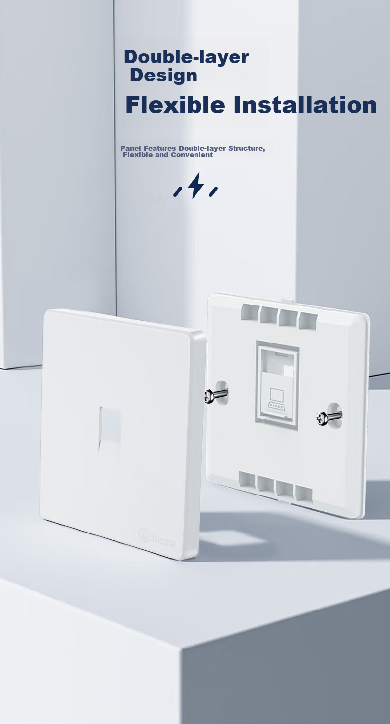 BIAZE Network Ethernet Wall Plate Universal Cat5e/6/7 Module Thickened 86 Type Panel for Computer Phone Information Room Network Socket Single Port 2