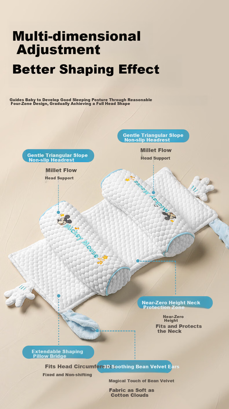 Disney Xiaomi Shaping Pillow Newborn 0-6 Months Infant Head Correction Pillow Mickey 5