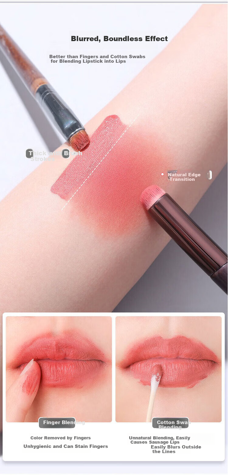 LiQing Round Head Gradient Lip Brush Set of 2 Multifunctional Concealer and Lip Makeup Brushes 3