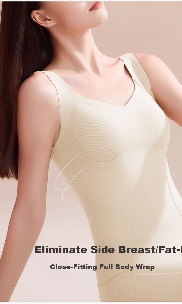 Hug Cotton 2-Pack Seamless Thermal Vest for Women Autumn Winter Brushed Base Layer with Bra, Warming and Anti-Static Underwear 8