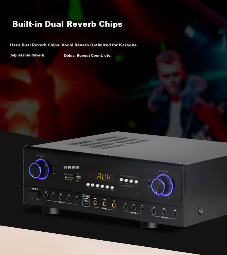Weishu Conference Audio Video Professional Card Amplifier Bluetooth USB Multifunction Smart Amplifier Theater 300W*2 High Power KTV Amplifier KX-300 5