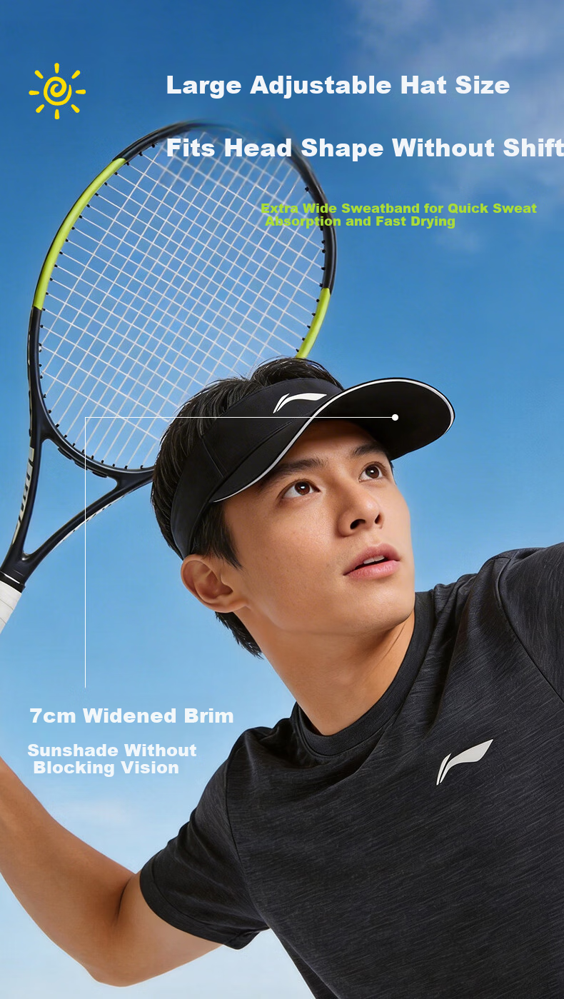 LI-NING Open-Top Sun Hat Unisex Sunshade Cap Running Sports Sun Protection Quick-Dry Outdoor Marathon Tennis Cap 6