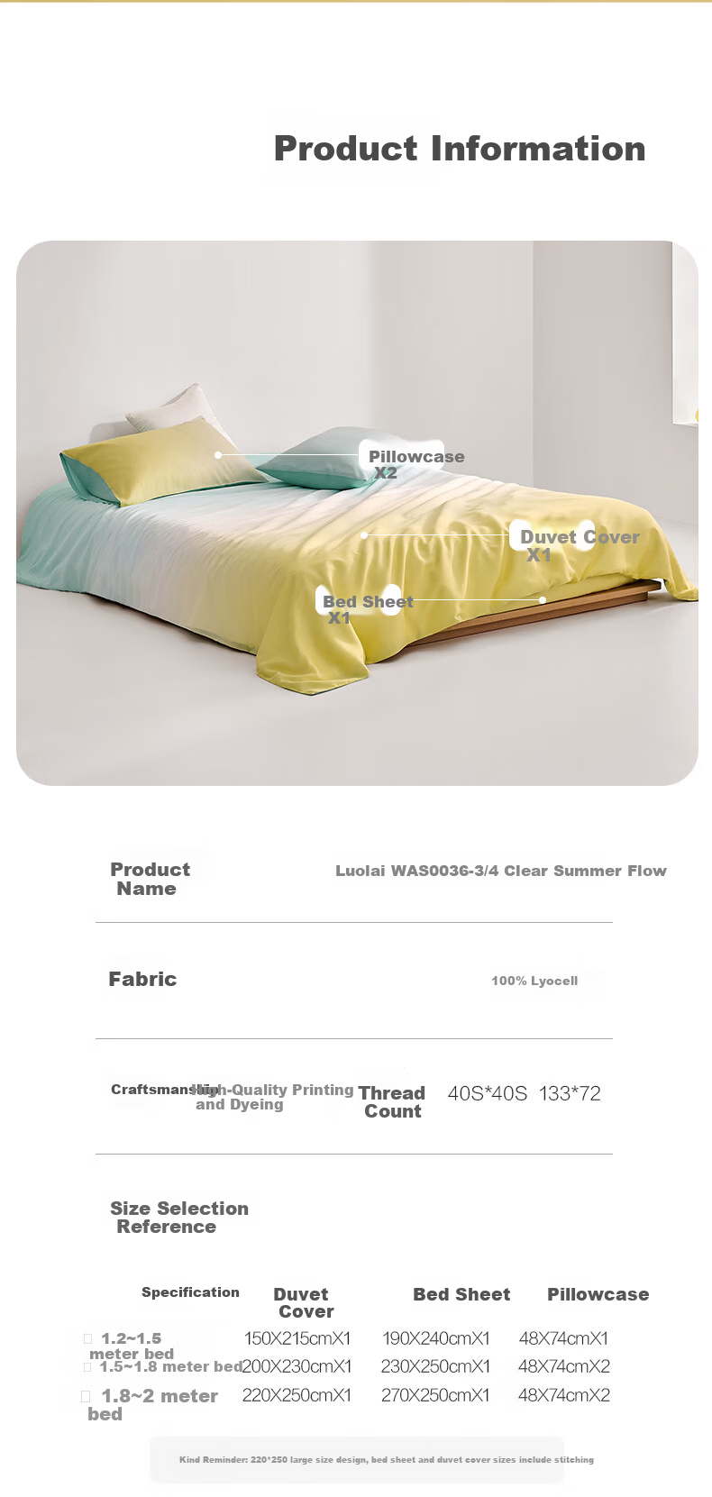 LUOLAI Home Textiles 100% Lyocell Three-Piece Bedding Set with Fitted Sheet Style, Summer Cool-Feeling Duvet Cover And Quilt, Pink 150*215 13
