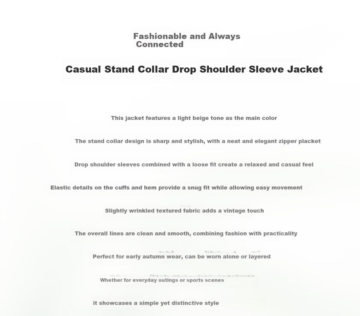 Chushen Spring and Autumn Short Jacket Women Fashion Stand Collar Drop Shoulder Loose Casual Jacket Top S53D049 3