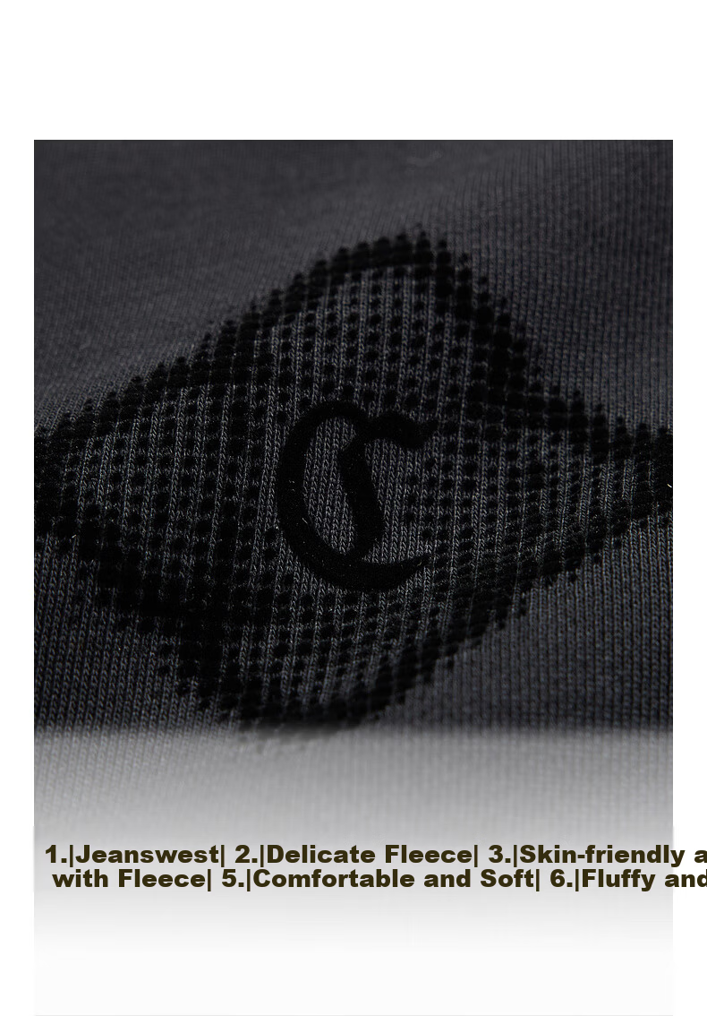 CABBEEN 365g Fish Scale Fabric Men's Hoodie with Window Pattern and Flocking Craft Winter Long Sleeve Sweatshirt 5