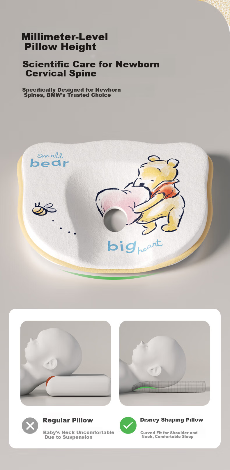 Disney Infant Head Shaping Pillow 0-6 Months Newborn Anti-Flat Head Correction Sleep Pillow for 1 Year Old Baby 9