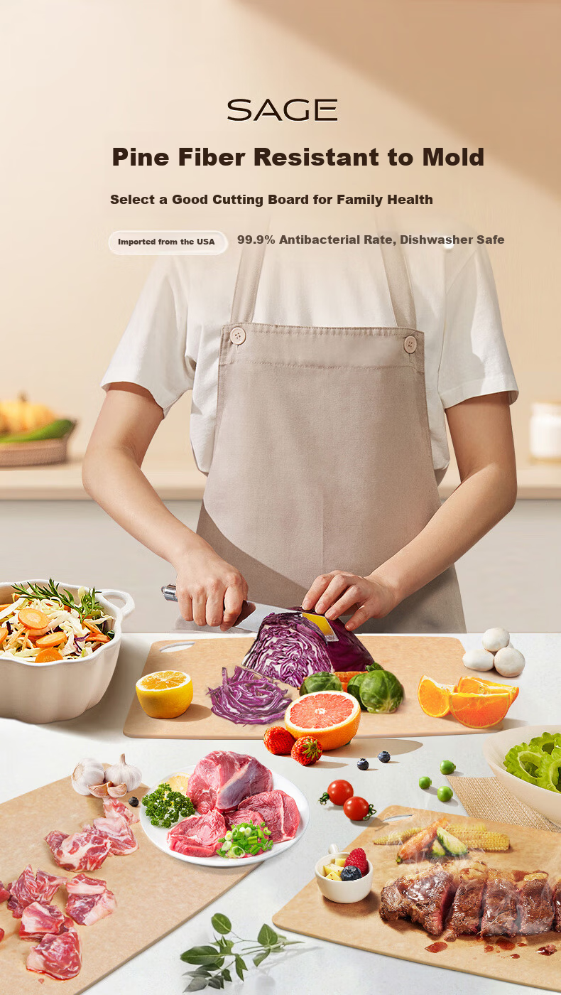 SAGE Antibacterial Cutting Board Baby Food Prep Small Chopping Board High Temperature Resistant Double-Sided 15x26.5x0.6cm Imported from USA 1