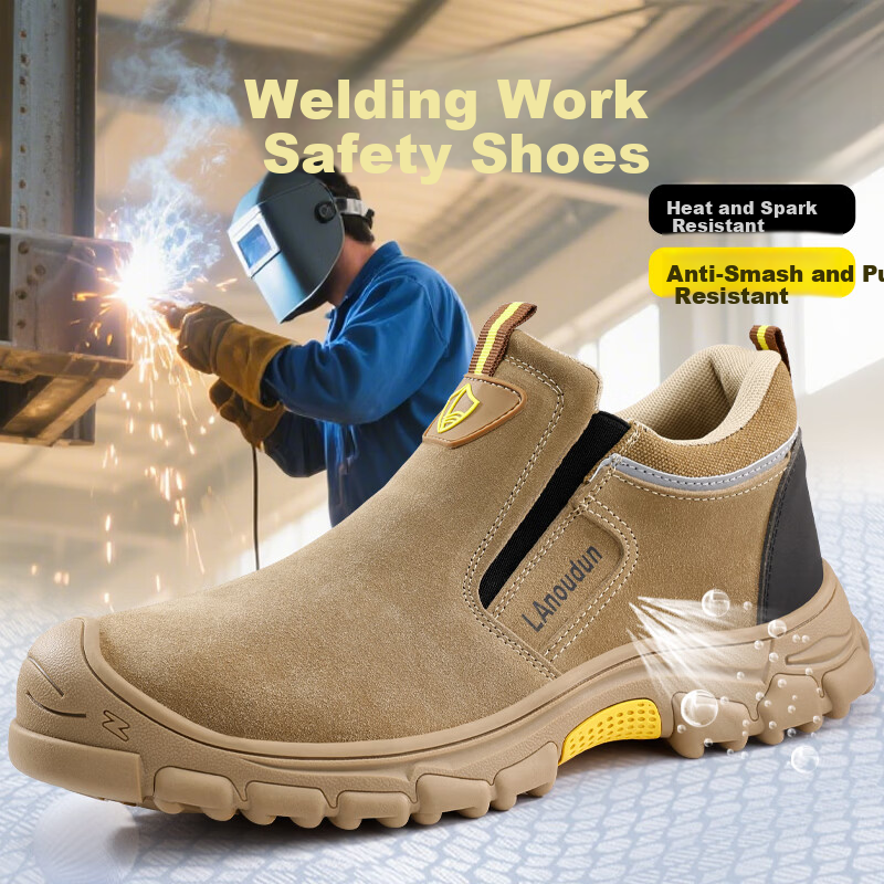 BlueOwl Shield Men's Summer Breathable Labor Safety Shoes Welding Anti-Smash Steel Toe Anti-Puncture Wear-Resistant Worksite Shoes D257-1 Size 45