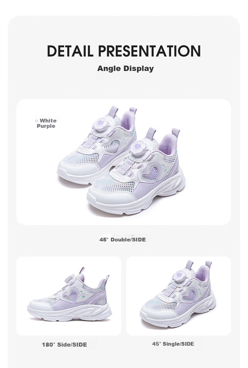 Fulromy Girls' Sports Shoes Spring and Autumn Large Kids Convenient Dial Buckle Soft Sole Casual Shoes Purple Size 28 9