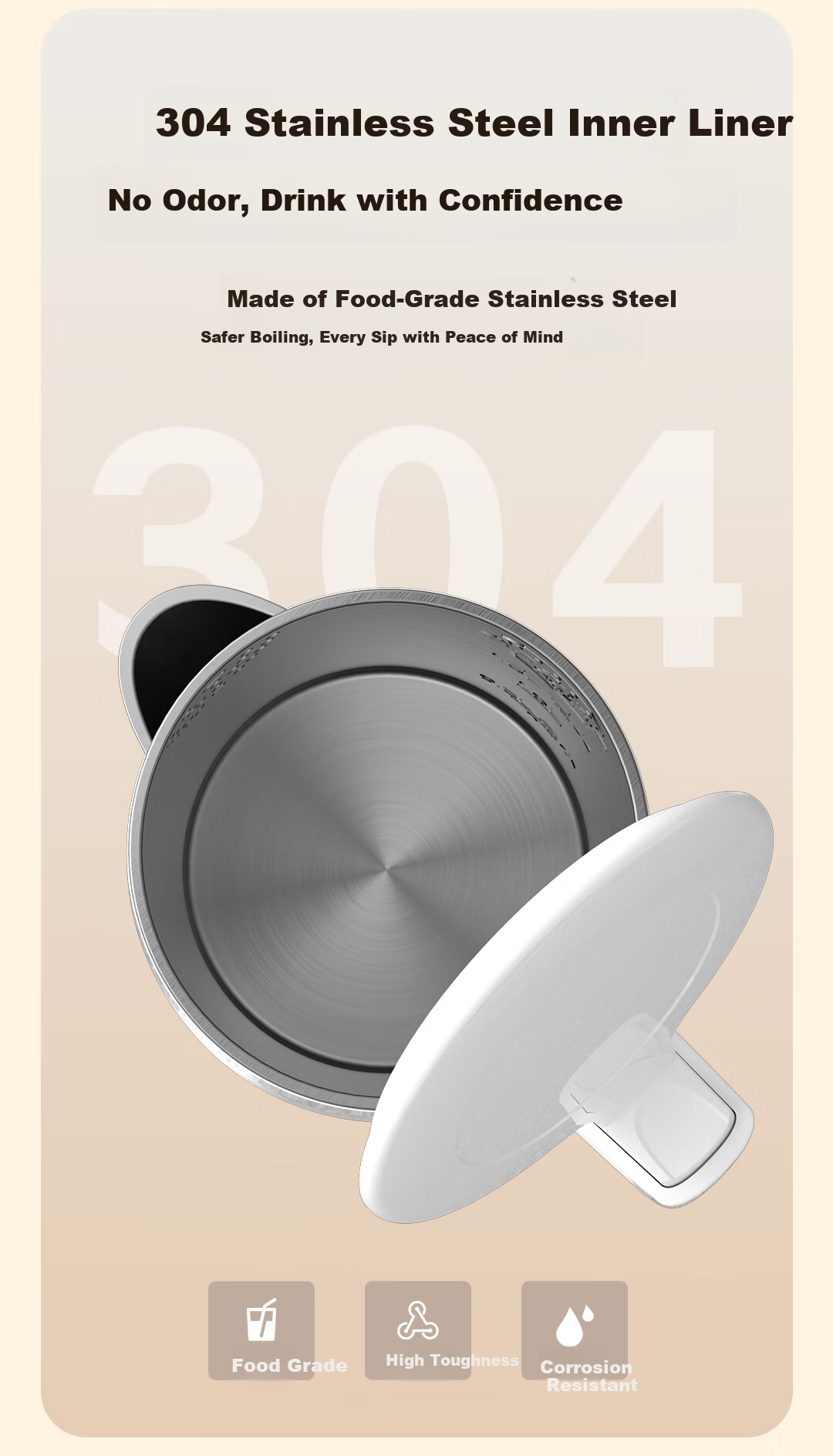 Haier Electric Kettle 304 Stainless Steel Double-Layer Anti-Scald Boiling Kettle Dry-Burn Protection Auto Power Off Household Electric Kettle 1.5L HSK-K515W 5
