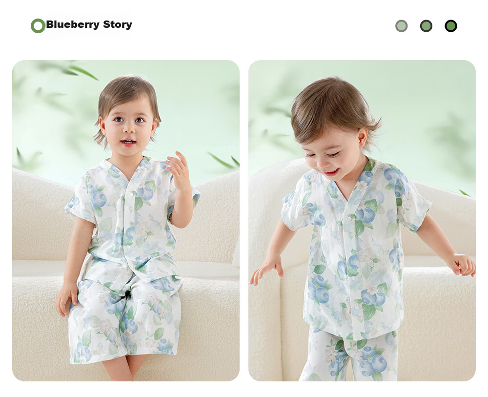 Beitaisi Children's Pajamas, Girls And Boys Summer Thin Breathable Home Wear Set, Baby Parent-Child Sleepwear Short Sleeve 17