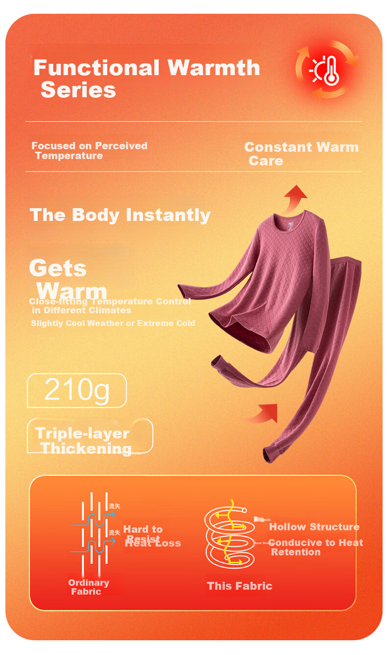 Yiershuang [Class A 3-Layer Thickened] Women's Thermal Underwear Set Antibacterial Youth 100% Cotton Autumn Top and Bottom 2