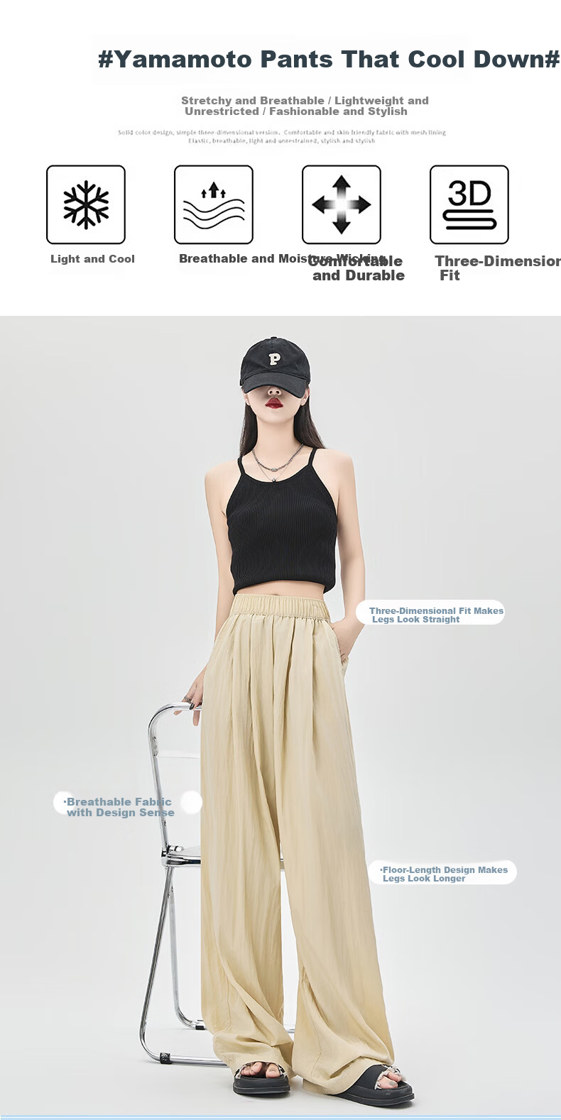 MiiOW Women's High-Waisted Straight-Leg Pants for Spring, Summer And Autumn 2026 New Style, Draping Lazy Slimming Versatile Casual Wide-Leg Trousers 8