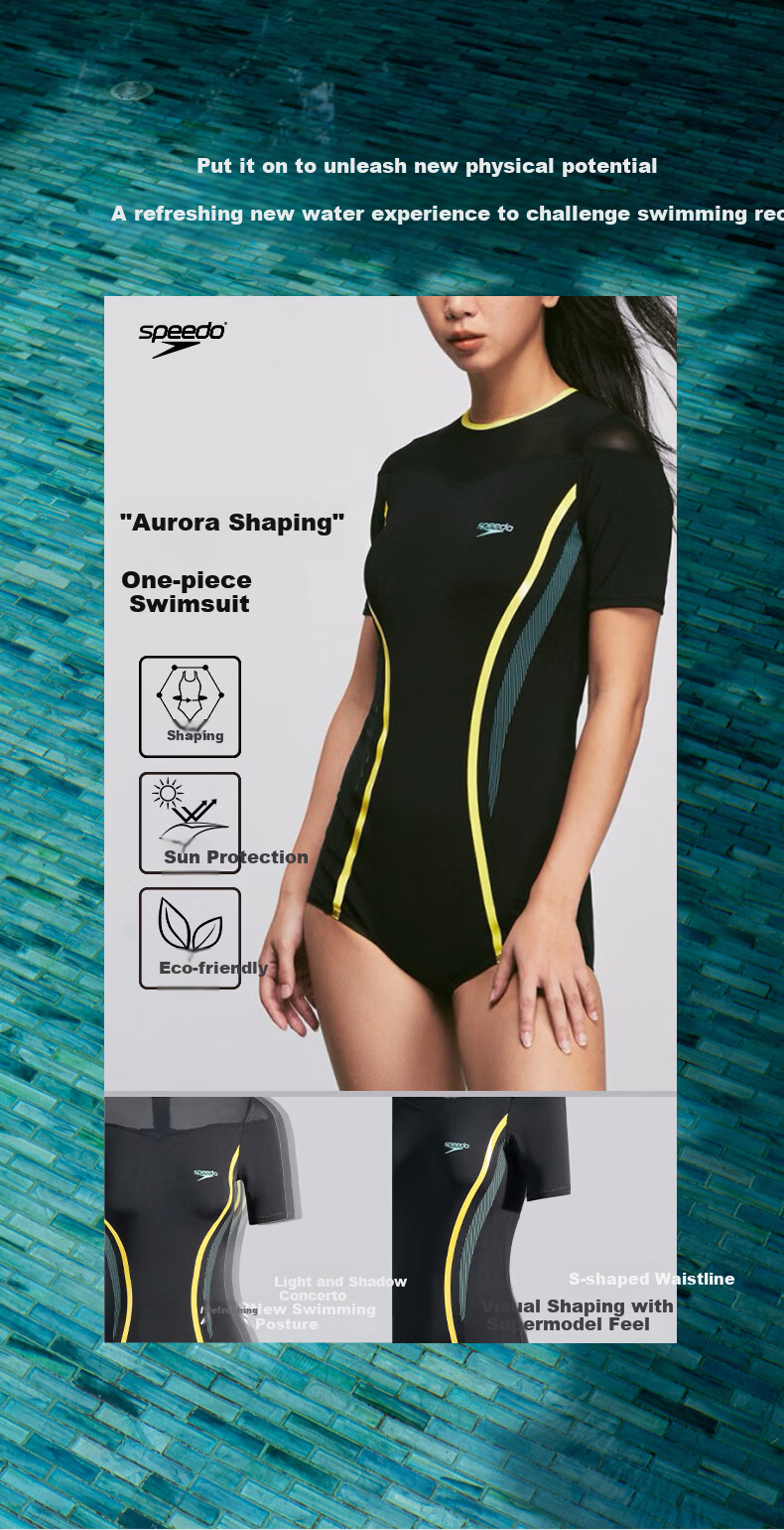 Speedo Black Label Hero6.0 Shark Skin Aurora Shaping Slimming One-Piece Swimsuit for Women, Competitive Speed Training, Black, Size 38 1