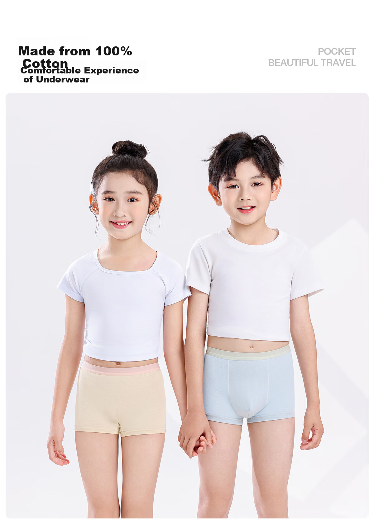 Pocket Travel Children's Disposable Cotton Antibacterial No-Wash Youth Boxer Daily Panties Girls Boxer 30pcs Size S 16