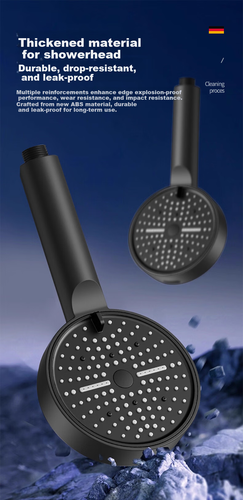 BSITN High-Pressure Shower Head Set with Hose, Large Water Flow Handheld Shower Head BH034 9