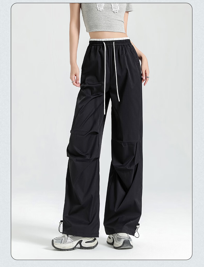 Borui Women's Summer Lightweight Ice-Feel American Work Pants Cool Paratrooper Outdoor Workwear Casual Straight-Leg Wide-Leg Pants 14
