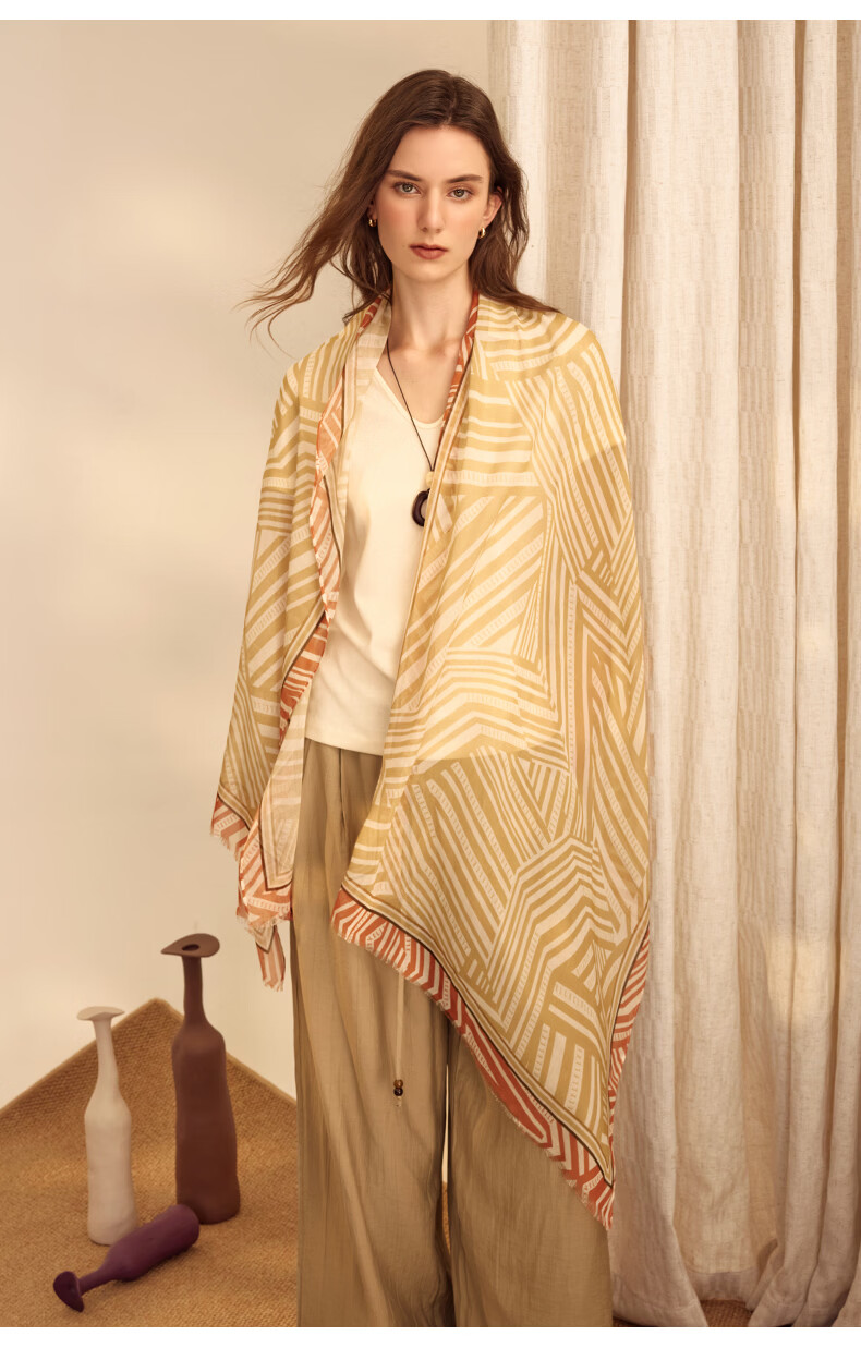 ELLE Modal Vintage French Elegant Silk Scarf Women's Spring Summer Shawl Gift for Mom Wrap 23
