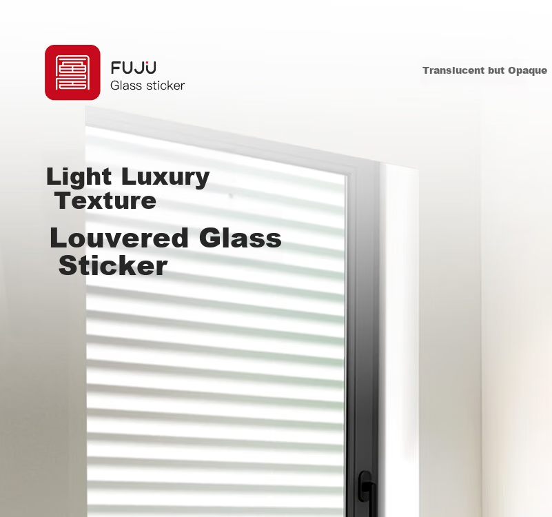 Fuju Bathroom Window Frosted Privacy Glass Film Translucent Opaque Louver Pattern 60x300cm 1